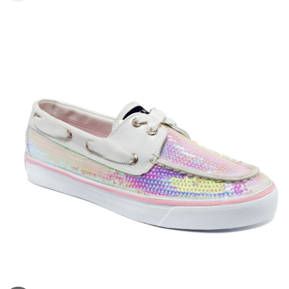 Sperry Top-Siders Bahama White Iridescent Sequin Sneakers